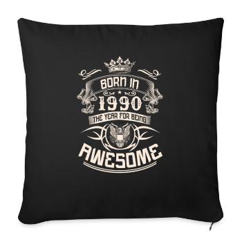 année de naissance 1990 Awesome Year - Housse de coussin décorative 45 x 45 cm - noir - Devant