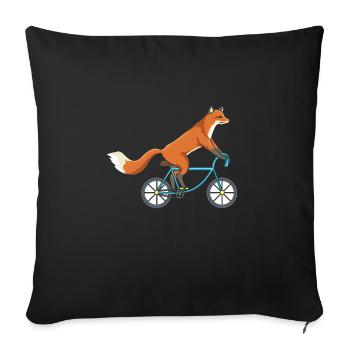 Fox On Bike Bicycle Cyclisme Fox - Housse de coussin décorative 45 x 45 cm - noir - Devant