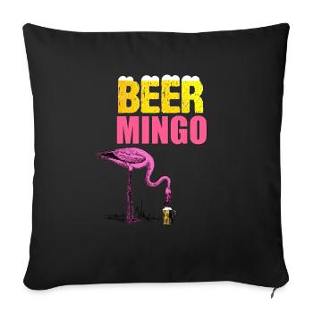 Bière Mino Drôle Flamant Rose Motif - Housse de coussin décorative 45 x 45 cm - noir - Devant