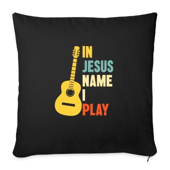 Guitare au nom de Jésus que je joue - Housse de coussin décorative 45 x 45 cm - noir - Devant