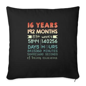 16e anniversaire-16 ans d'être génial - Housse de coussin décorative 45 x 45 cm - noir - Devant