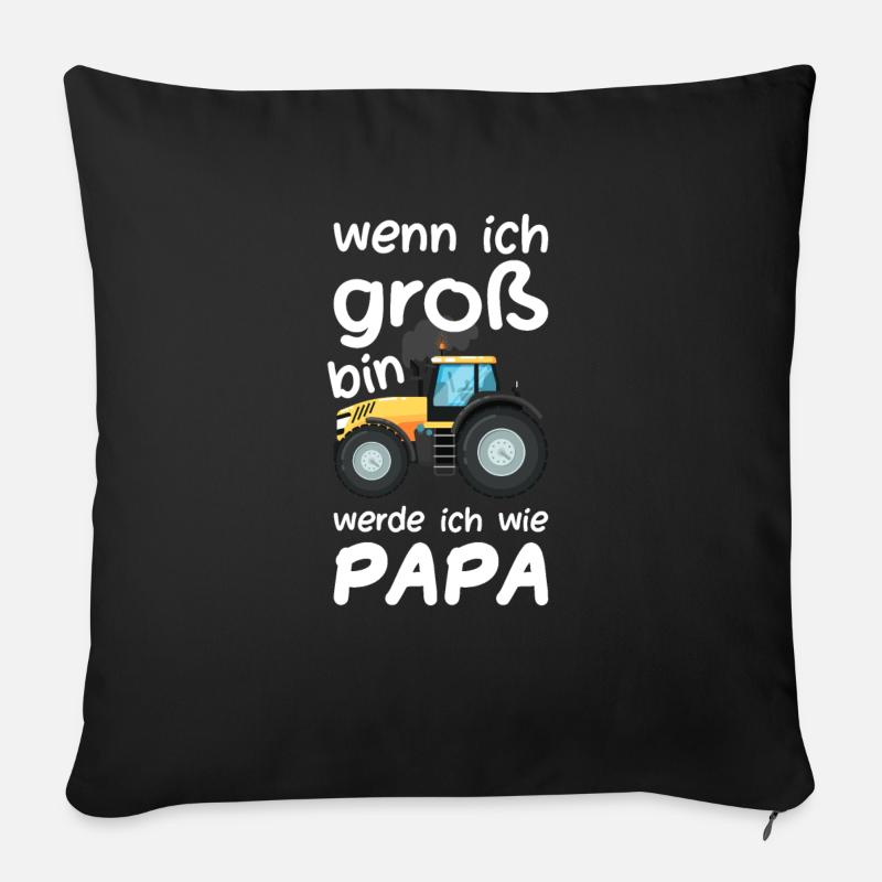 Kindergeburtstag Geschenk Jungs Wie Papa Traktor - Sofakissenbezug 45 x 45 cm - Schwarz