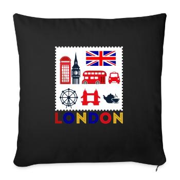 Vintage London Souvenir - Retro London Postage Stamp - Sofa pillowcase 17,3'' x 17,3'' (45 x 45 cm) - black - Front