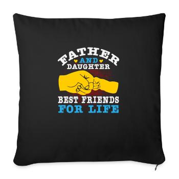 Father and daughter - Sofa pillowcase 17,3'' x 17,3'' (45 x 45 cm) - black - Front