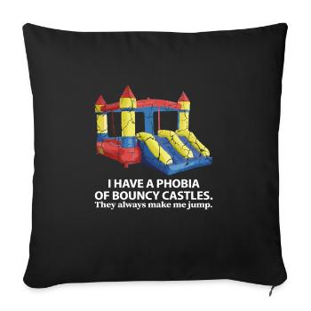 J'ai une phobie de châteaux gonflables Jump Phobic Or - Housse de coussin décorative 45 x 45 cm - noir - Devant