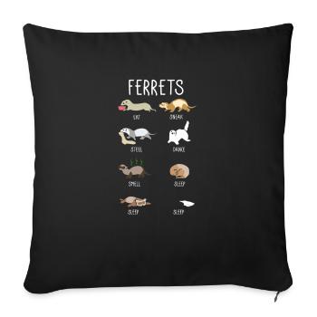 Frettchen - Sofakissenbezug 45 x 45 cm - Schwarz - Vorne