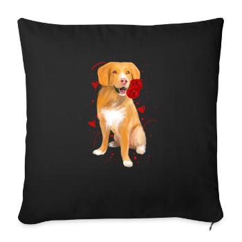 Nouvelle-Écosse Duck Tolling Retriever avec Rose - Housse de coussin décorative 45 x 45 cm - noir - Devant