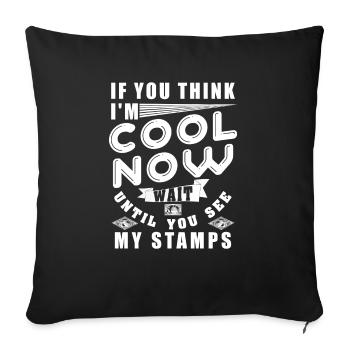 Timbres Collecteur de timbres cool - Housse de coussin décorative 45 x 45 cm - noir - Devant