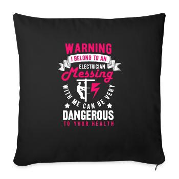 Électricien électricien - Housse de coussin décorative 45 x 45 cm - noir - Devant