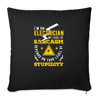 Électricien électricien - Housse de coussin décorative 45 x 45 cm - noir - Devant