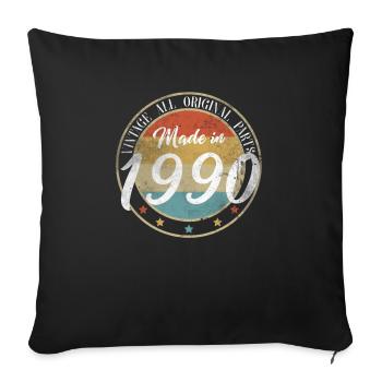 Cadeau de chemise Vintage Made In 1990 30e anniversaire - Housse de coussin décorative 45 x 45 cm - noir - Devant