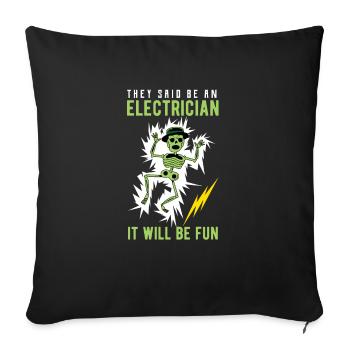 Électricien électricien - Housse de coussin décorative 45 x 45 cm - noir - Devant