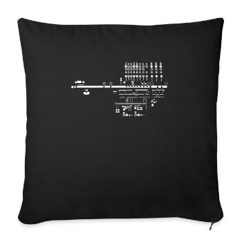 Flûte flûte instrument à vent instrumentiste flûtiste - Housse de coussin décorative 45 x 45 cm - noir - Devant