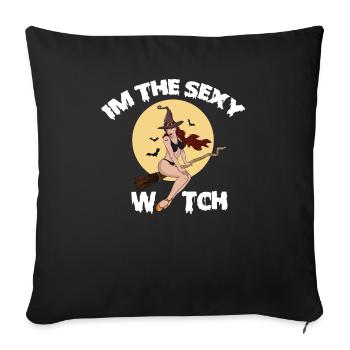 Je suis la sorcière sexy Je suis une lune de balai de sorcière sexy - Housse de coussin décorative 45 x 45 cm - noir - Devant