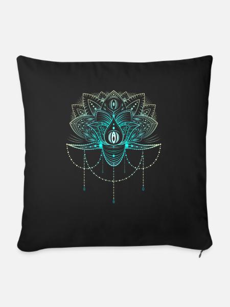 Mandala Yoga Lotus Blume - Damen Herren Geschenk - Sofakissenbezug 45 x 45 cm - Schwarz