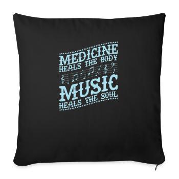 La médecine guérit la musique du corps guérit la musique de l'âme - Housse de coussin décorative 45 x 45 cm - noir - Devant