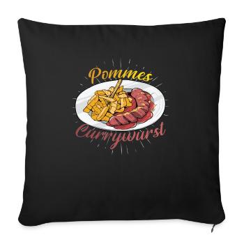 Pommes Currywurst - Sofakissenbezug 45 x 45 cm - Schwarz - Vorne