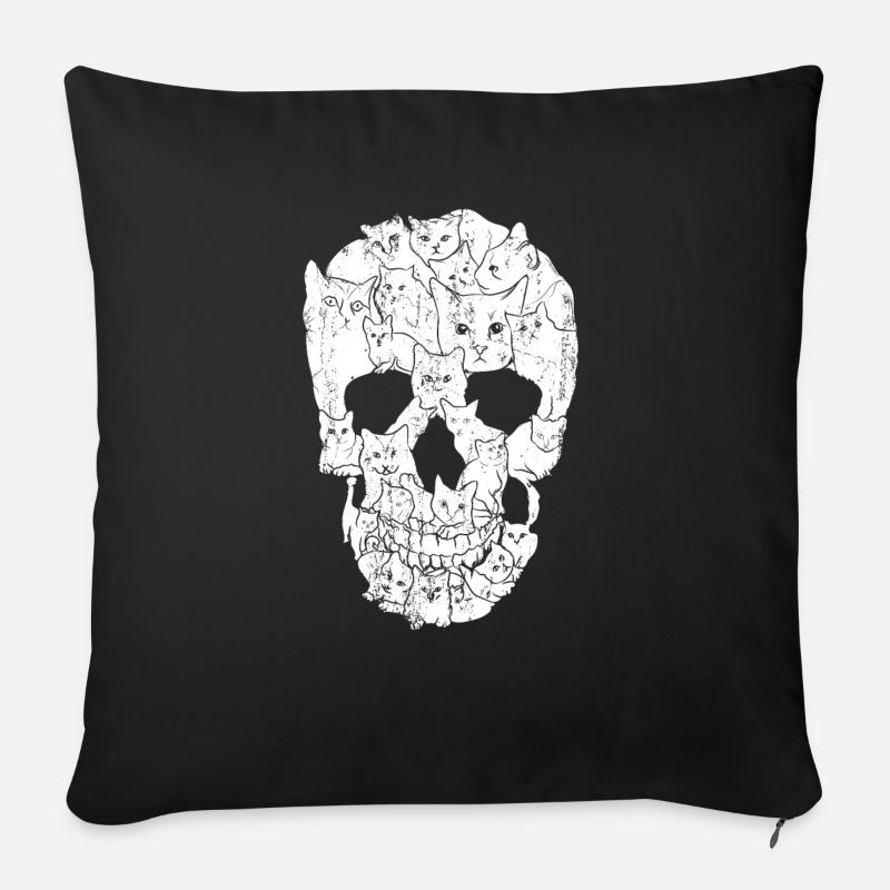 skull cat cat adotpter Shirt - Sofakissenbezug 45 x 45 cm - Schwarz