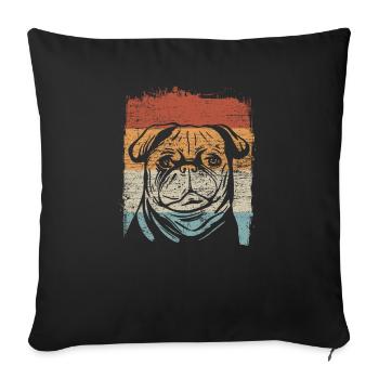 Pug Mops Retro - Sofakissenbezug 45 x 45 cm - Schwarz - Vorne
