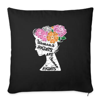 Women's rights are human rights - Sofa pillowcase 17,3'' x 17,3'' (45 x 45 cm) - black - Front