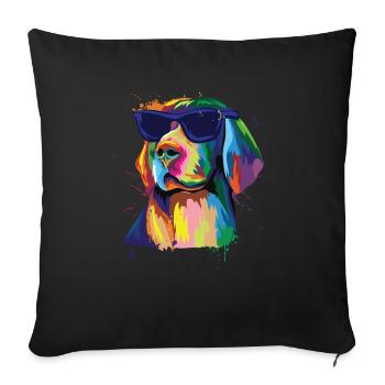 Labrador in bright colors with sunglasses dog - Sofa pillowcase 17,3'' x 17,3'' (45 x 45 cm) - black - Front