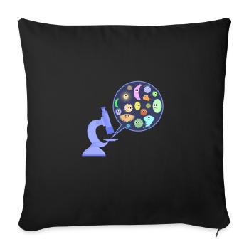 Germes au microscope - Housse de coussin décorative 45 x 45 cm - noir - Devant
