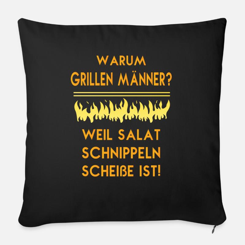 Grill Grillen Männer Spruch Geschenkidee - Sofakissenbezug 45 x 45 cm - Schwarz