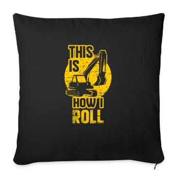 Excavator - Sofa pillowcase 17,3'' x 17,3'' (45 x 45 cm) - black - Front