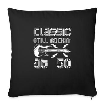 50th Guitar Birthday-Rockin' At 50 - Sofakissenbezug 45 x 45 cm - Schwarz - Vorne