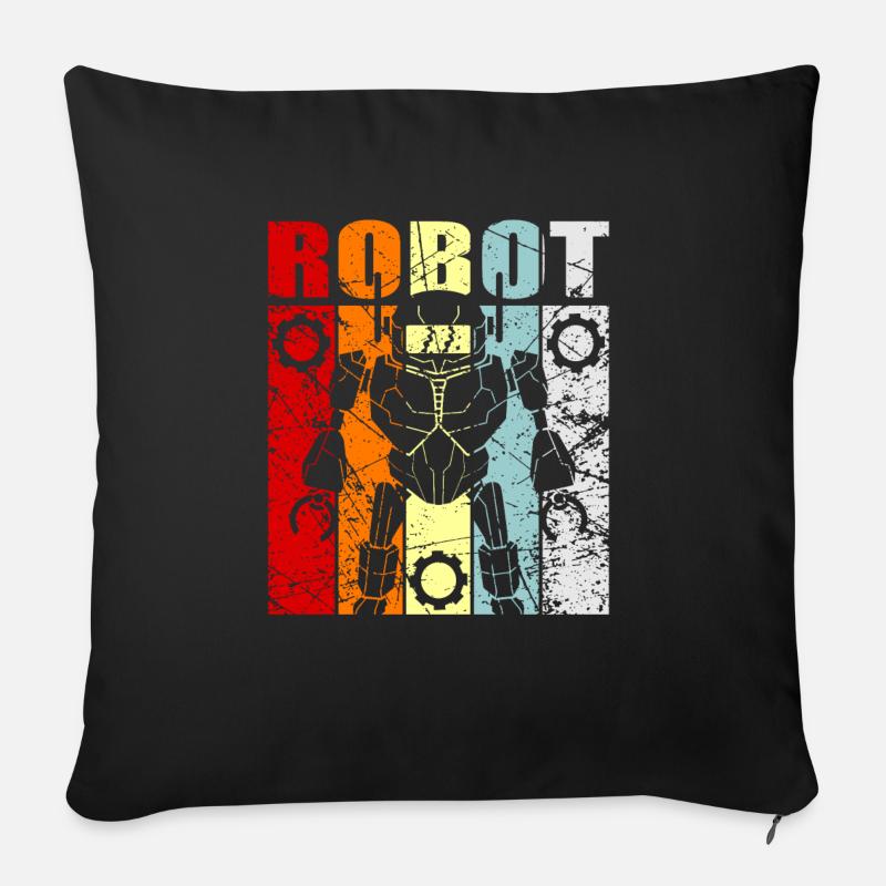 Roboter - Sofakissenbezug 45 x 45 cm - Schwarz