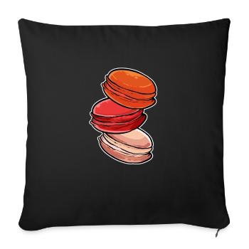Cadeau de macaron boulanger et gourmand - Housse de coussin décorative 45 x 45 cm - noir - Devant