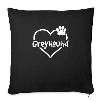Love Greyhound Simple Heart & Paw Design - Sofa pillowcase 17,3'' x 17,3'' (45 x 45 cm) - black - Front