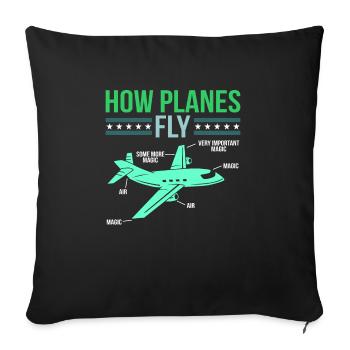 plane - Sofa pillowcase 17,3'' x 17,3'' (45 x 45 cm) - black - Front