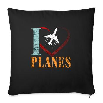 Flugzeug - Sofakissenbezug 45 x 45 cm - Schwarz - Vorne