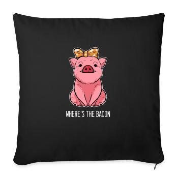 Où est le cadeau gourmand et amateur de bacon - Housse de coussin décorative 45 x 45 cm - noir - Devant