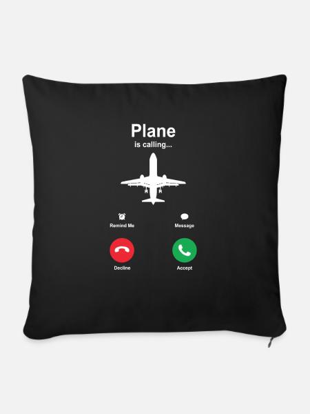 Flugzeug - Sofakissenbezug 45 x 45 cm - Schwarz