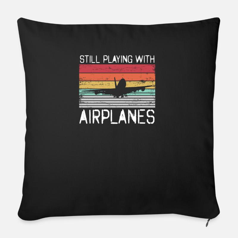 plane - Sofa pillowcase 17,3'' x 17,3'' (45 x 45 cm) - black