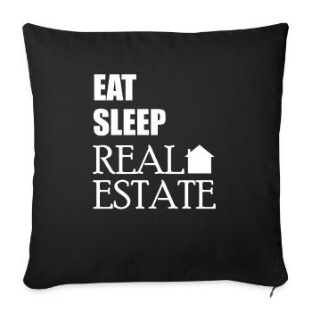 Manger dormir courtier immobilier cadeau immobilier - Housse de coussin décorative 45 x 45 cm - noir - Devant
