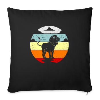Lion lionne cadeau idée cadeau - Housse de coussin décorative 45 x 45 cm - noir - Devant
