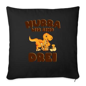 Drei Geschwister | 3. Kind Geburt Bruder Schwester - Sofakissenbezug 45 x 45 cm - Schwarz - Vorne