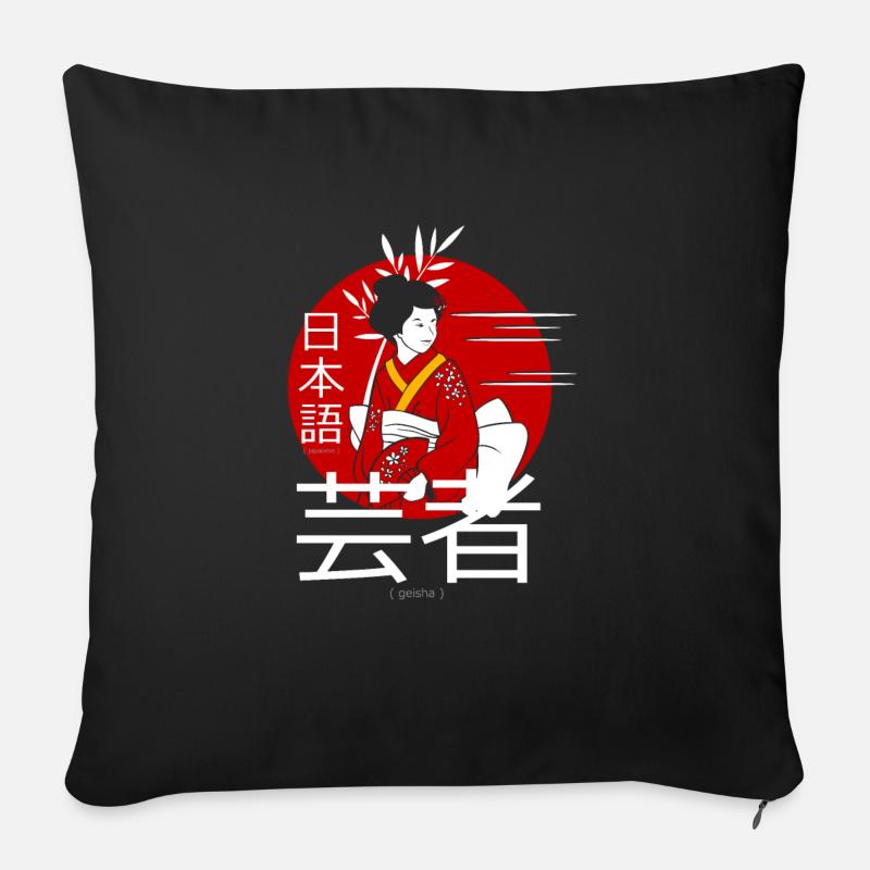 Japon - Housse de coussin décorative 45 x 45 cm - noir