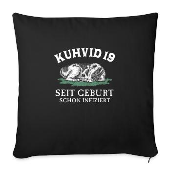 Corona Covid Kuh Landwirtschaft - Sofakissenbezug 45 x 45 cm - Schwarz - Vorne