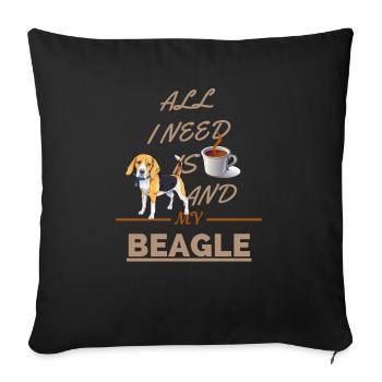 ALL I NEED IS COFFEE AND MY BEAGLE - Sofa pillowcase 17,3'' x 17,3'' (45 x 45 cm) - black - Front