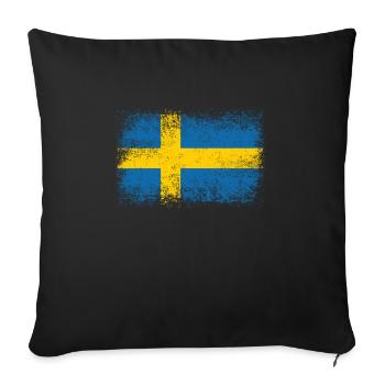 Drapeau de la Suède drapeau armoiries - Housse de coussin décorative 45 x 45 cm - noir - Devant