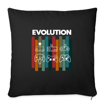 Rétro évolution gamer nerd drôle disant - Housse de coussin décorative 45 x 45 cm - noir - Devant