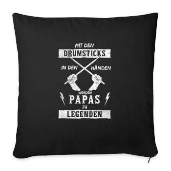 Schlagzeuger Papa Drummer Schlagzeug Vatertag - Sofakissenbezug 45 x 45 cm - Schwarz - Vorne