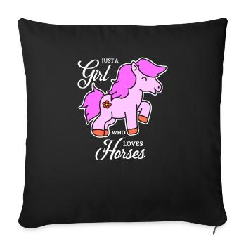 Horse design for girls - Sofa pillowcase 17,3'' x 17,3'' (45 x 45 cm) - black - Front