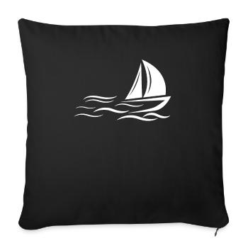 White Sailboat - Sofa pillowcase 17,3'' x 17,3'' (45 x 45 cm) - black - Front