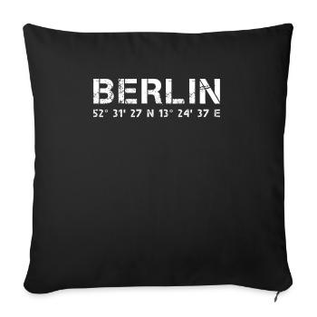 Berlin coordonnées GPS, capitale cadeau - Housse de coussin décorative 45 x 45 cm - noir - Devant