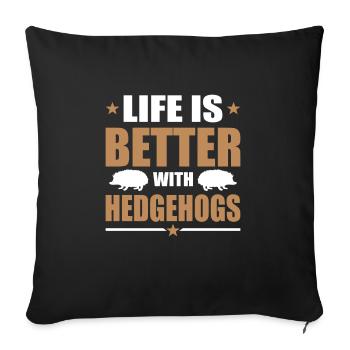 Hedgehog - Sofa pillowcase 17,3'' x 17,3'' (45 x 45 cm) - black - Front